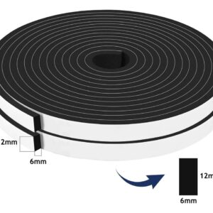 Cinta Espuma De Vinilo Negra Sellado Puertas Anti Ruido 10m Lisa Negro